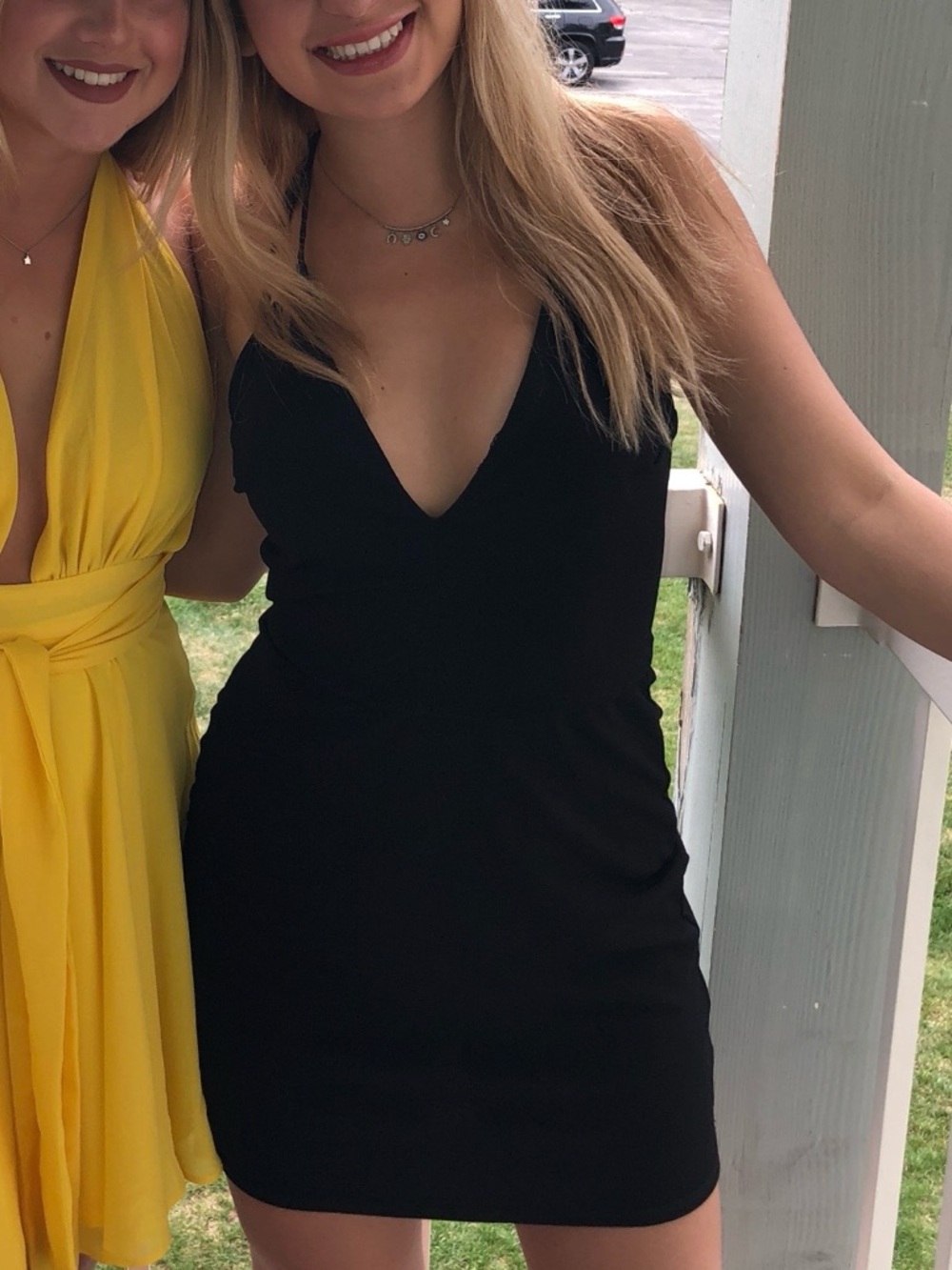 Sexy Little black dress V neck open back